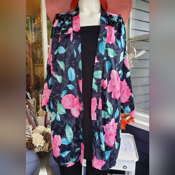 VTG 90s Top Notch Rose Floral Two Fer Tunic Top  Faux Layer Blouse Size 18 - Picture 1 of 8